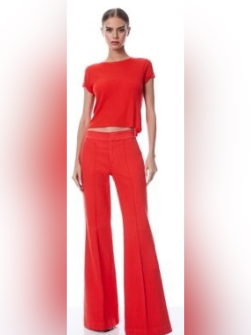 Alice + Olivia Red Wide-Leg Trousers